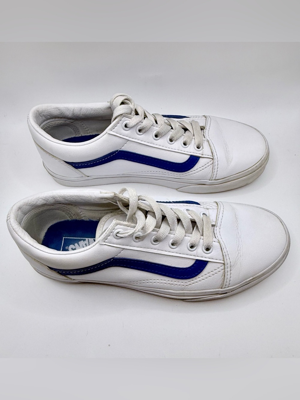 Vans Old Skool Off The Wall Sneakers Unisex Juniors Kids US 5 White Blue Leather